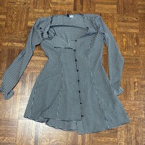 Divided Houndstooth Black and White Dress